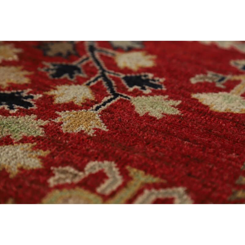 Hand Knotted Oriental 100% Wool Carpet Traditional All-Over Red Ziegler Area Rug - 9' 9'' X 6' 7''