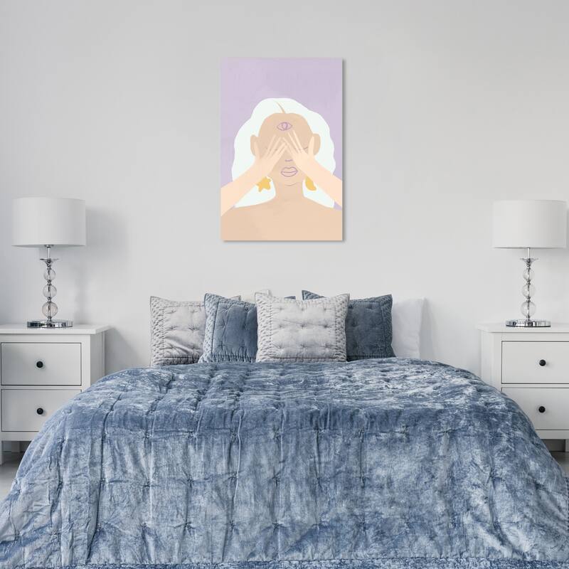 Wynwood Studio Canvas Spiritual and Religious Mystical Lady Purple and Lilac Modern & Contemporary Wall Art Canvas Print - 36 x 24