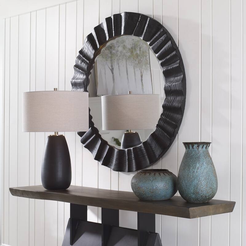 Uttermost Caribou Dark Espresso Round Mirror - 41.375" dia