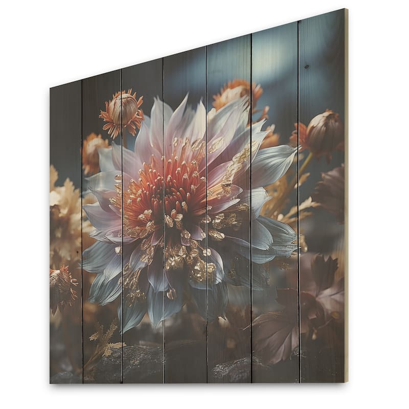 Designart "Crystal Cornflowers Harmony" Cornflowers Wood Wall Decor - Traditional Blue Wood Panel On Natural Pine Wood