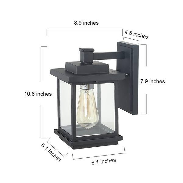 Modern Farmhouse Black 1-Light Outdoor Wall Sconces Traditional Glass Patio Wall Sconces - L6.7"X W9.1" X H11.8"