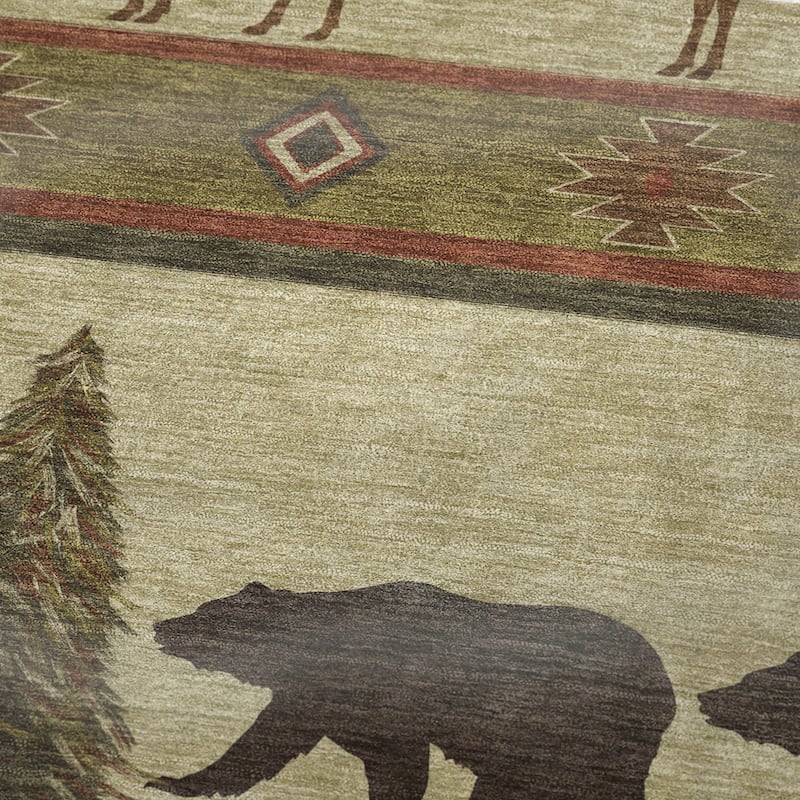 Premium Machine Washable ASB141 Bear Moose Sherpa Throw Blanket