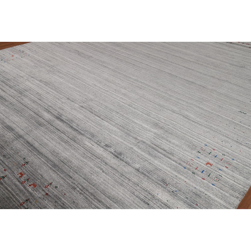 Gabbeh Oriental Area Rug Hand-Knotted Tribal Silk Carpet - 9'5" x 11'10"