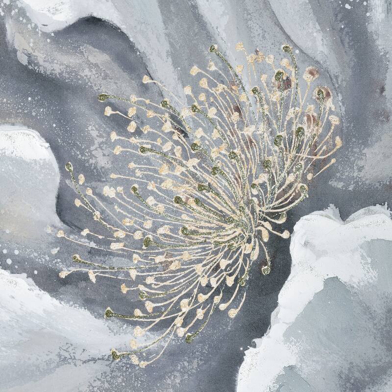 Elk Home Bowie Bloom Gray Fabric 23.5 Inch Wide Wall Art