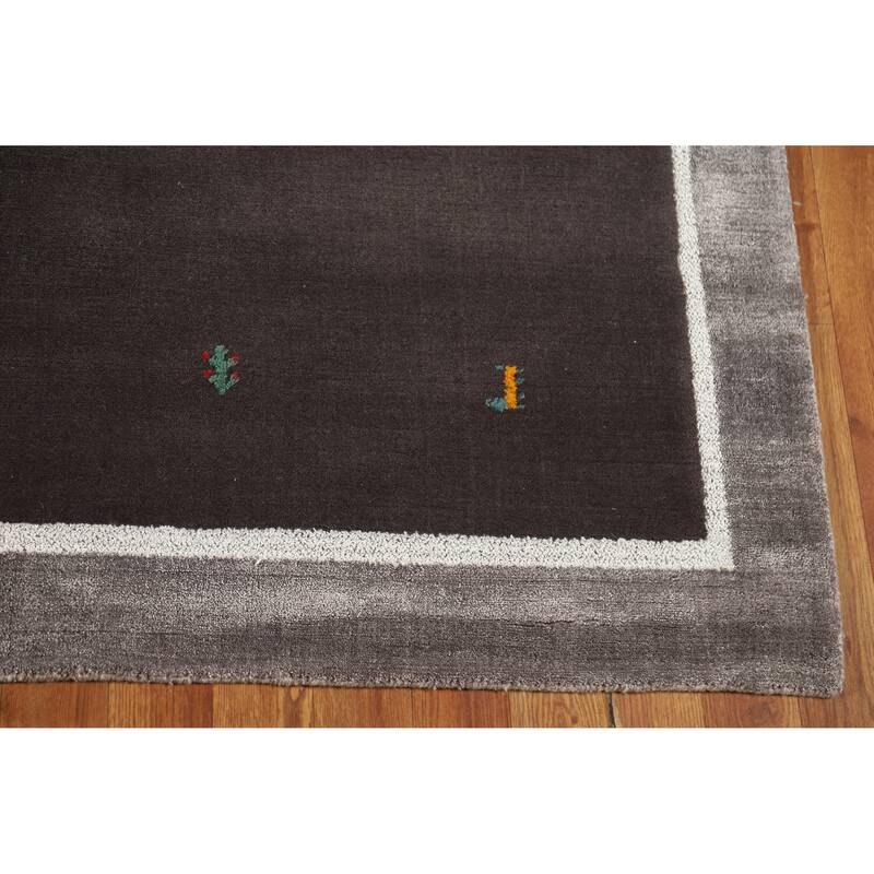 Hand Knotted Oriental 100% Wool Carpet Tribal Tribal Greys & Charcoal Gabbeh Area Rug - 7' 10'' X 5' 5''