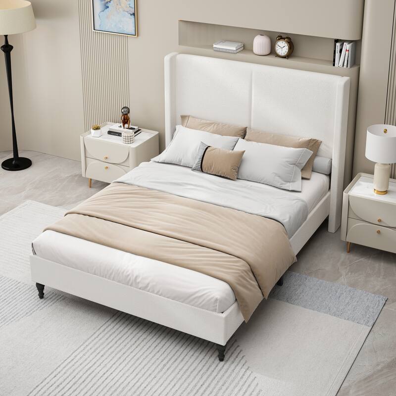Queen Size Bed Frame with 55.5"High Back Upholstered Headboard