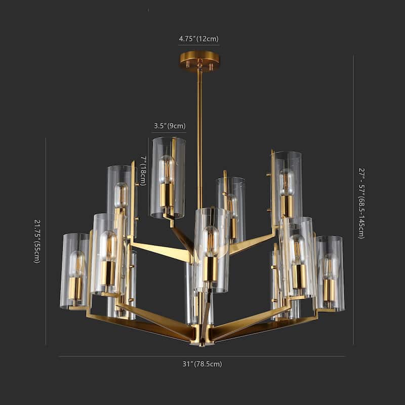 SAFAVIEH Couture Lorna Glass Chandelier - 32 In W x 32 In D x 27-75 In H - Gold