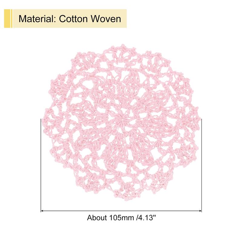 Fabric Coasters, 4pcs 4" - Cotton Woven Crochet Doilies with Floral - 105mm