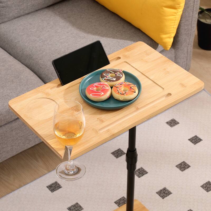Bamboo Couch Tray Table Height Adjustable