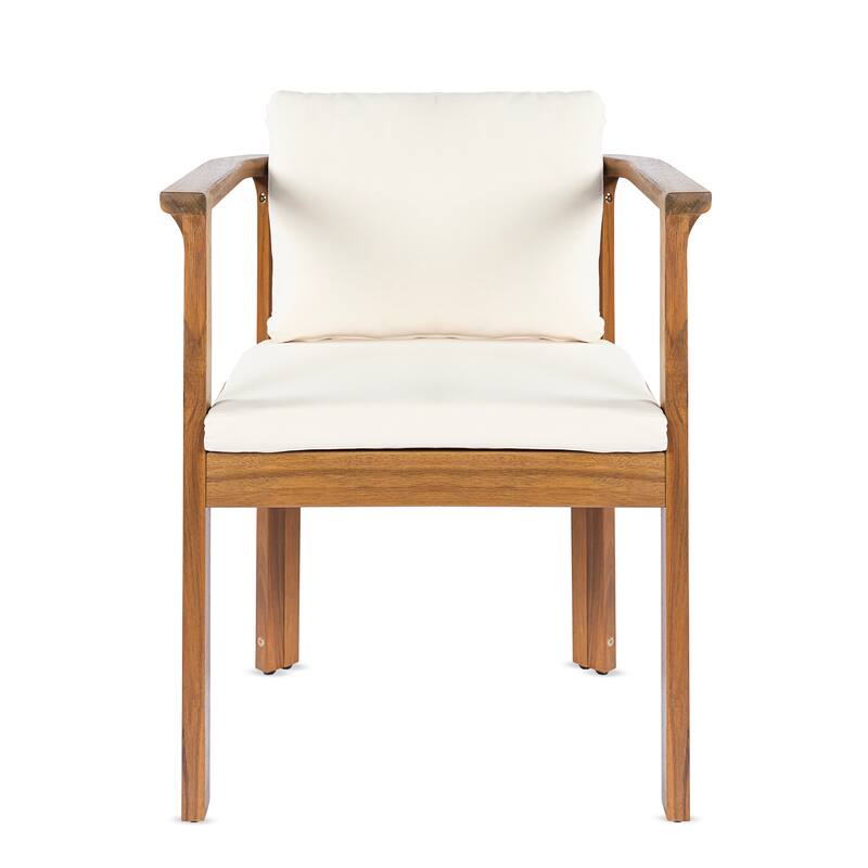 Christopher Knight Home - 7-Piece Outdoor Acacia Wood Dining Set with Curved Arm Chairs & 71" Expandable Dining Table