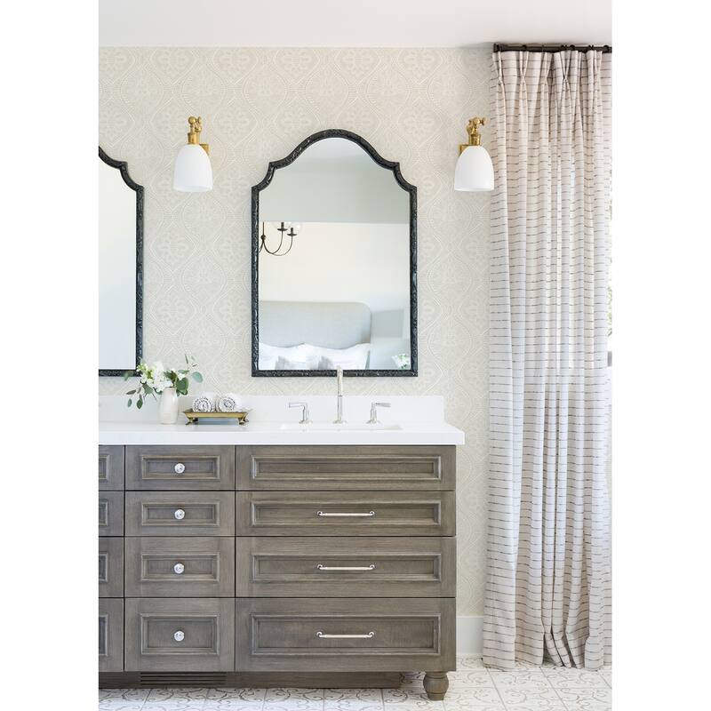 A-Street Prints Scout Light Grey Floral Ogee Wallpaper