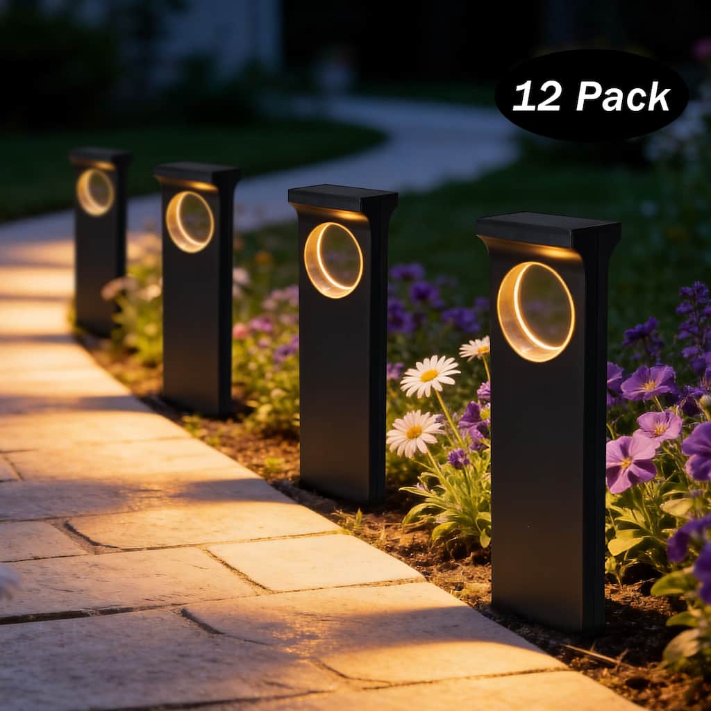 C Cattleya 12-Pack Matte Black Integrated LED Solar Path Light