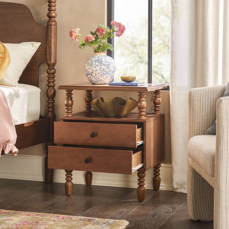 Walker Edison Easy Assembly Solid Wood 2-Drawer Nightstand