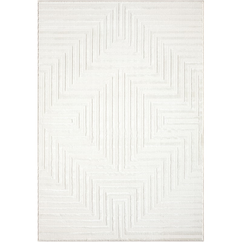 Abani Neutral NTL150A Cream Tone-on-Tone Geometric Lines Area Rug