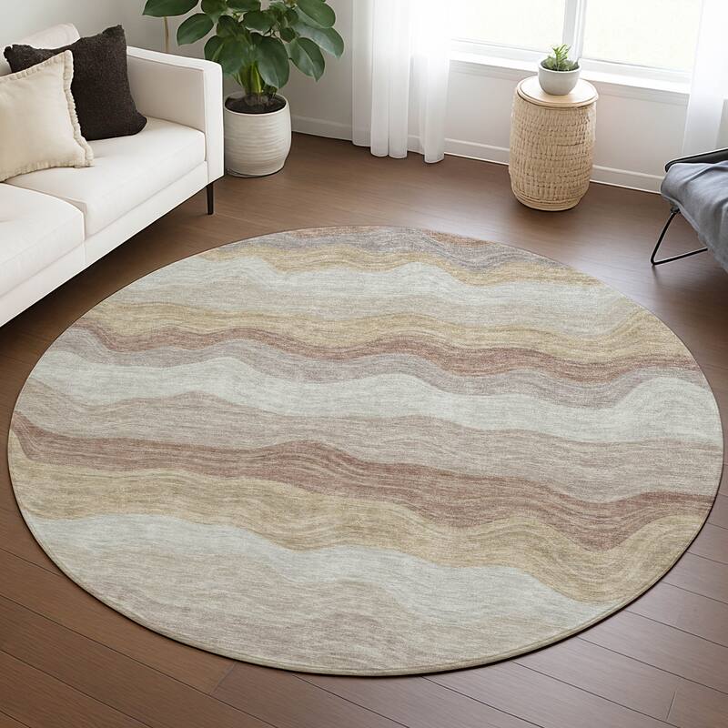 Machine Washable Indoor/ Outdoor Ombre Stripes Chantille Rug