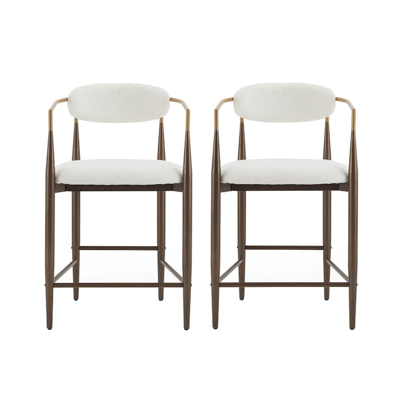 Christopher Knight Home Elmore Fabric and Iron 25-Inch Tall Counter Stools (Set of 2)
