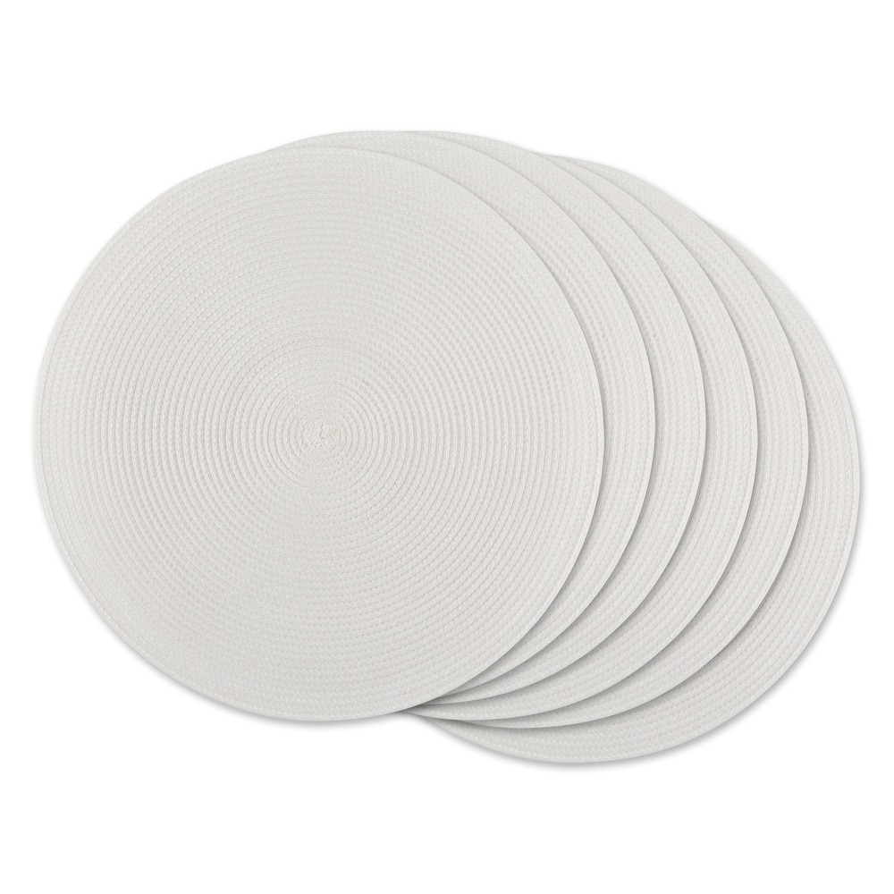 DII White Round PP Woven Placemat Set of 6