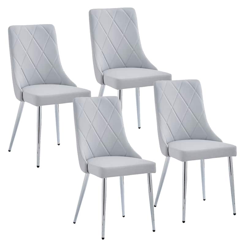 Contemporary Faux Leather and Metal Dining Chair, Set of 4