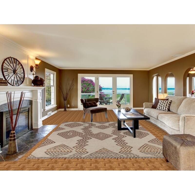 Modern Geometric Moroccan Oriental Area Rug Hand-Knotted Wool Carpet - 8'1"x 10'8"