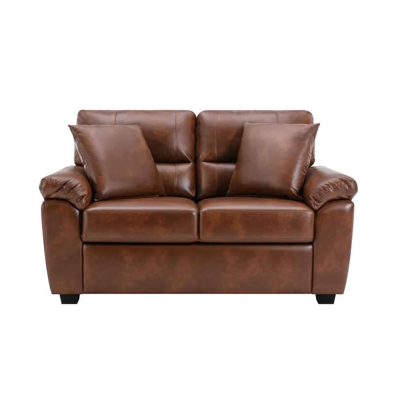 Morden Fort Upholstered Living Room Set, 2 Pieces - Faux Leather chair, Loveseat