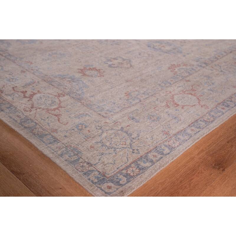EXQUISITE RUGS Harper Hand-knotted New Zealand Wool Beige/Blue Area Rug.