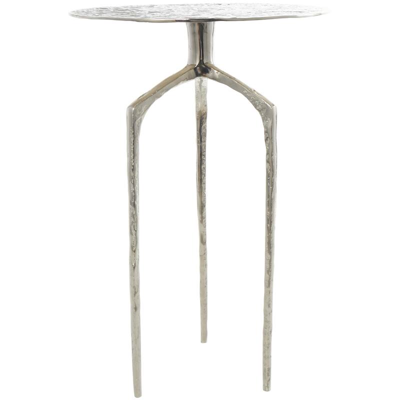Aluminum Metal Geometric Slim Textured Accent Table - Silver, Gold or Gray - Roche River Decor