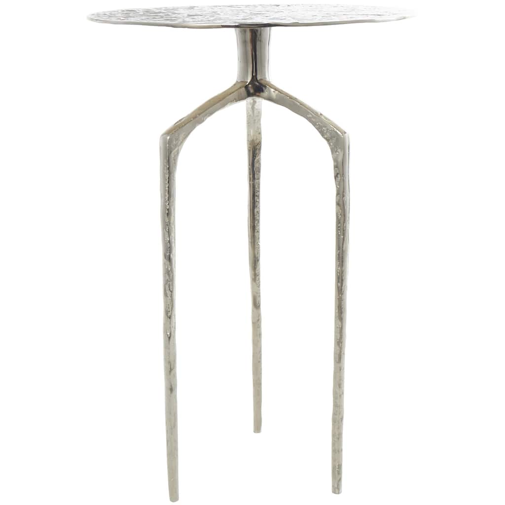 Aluminum Metal Geometric Slim Textured Accent Table - Silver, Gold or Gray - Roche River Decor