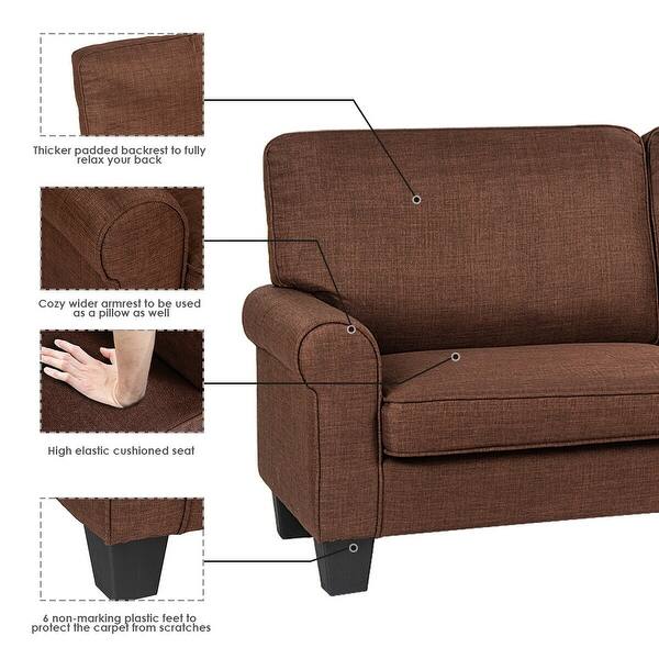 Shop Gymax Sofa Couch Loveseat Fabric Upholstered Curved Armrest