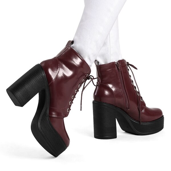 chunky high heel combat boots
