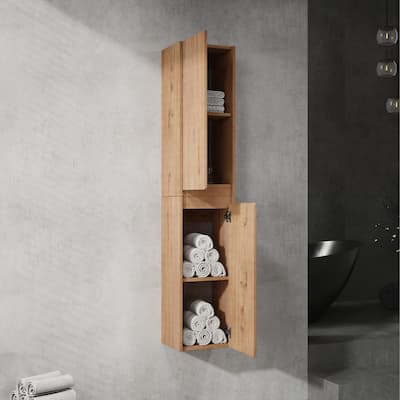 12" Bathroom Side Cabinet, 2-Soft Close Doors, Float Mounting Design,12*2(KD-Packing)