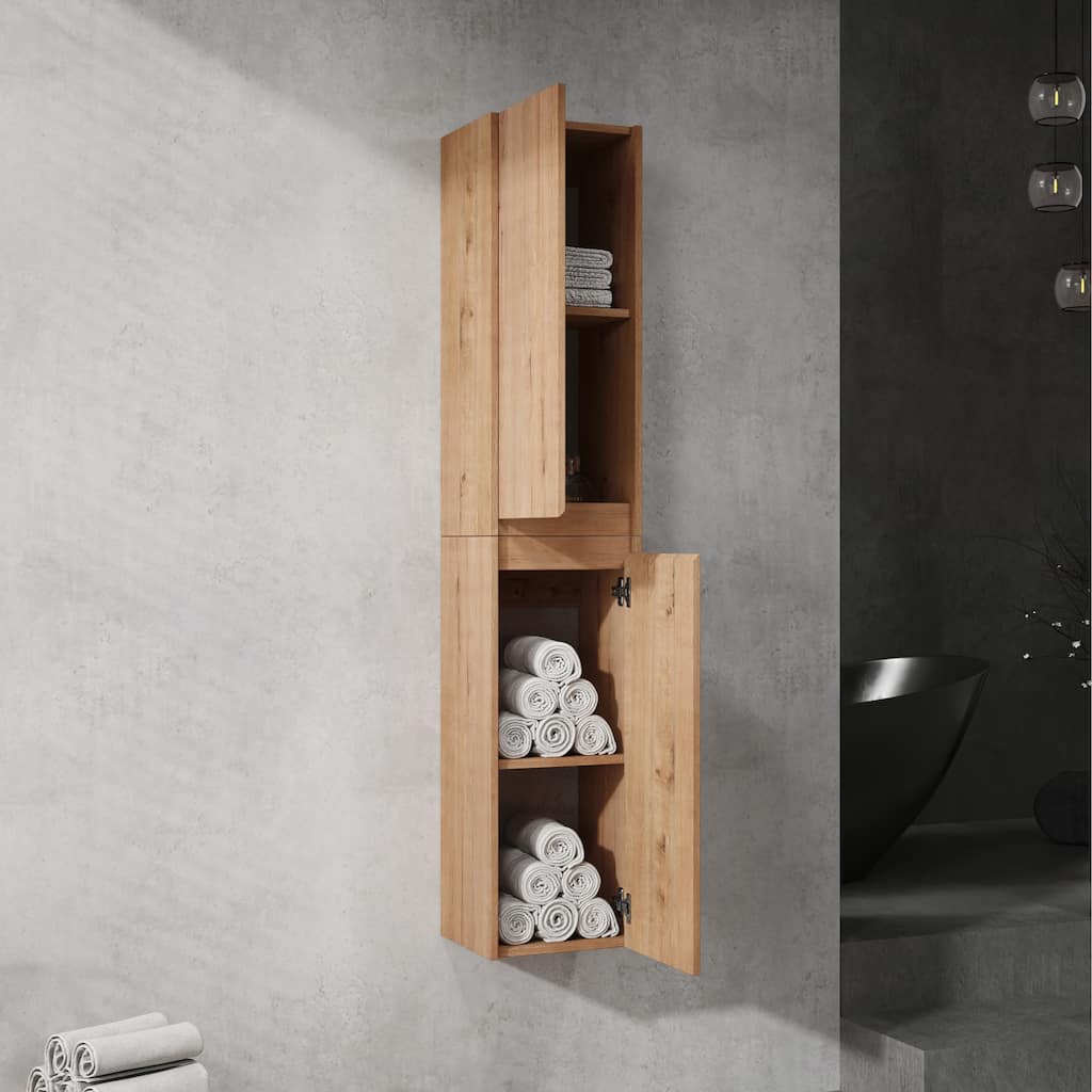 12" Bathroom Side Cabinet, 2-Soft Close Doors, Float Mounting Design,12*2(KD-Packing)