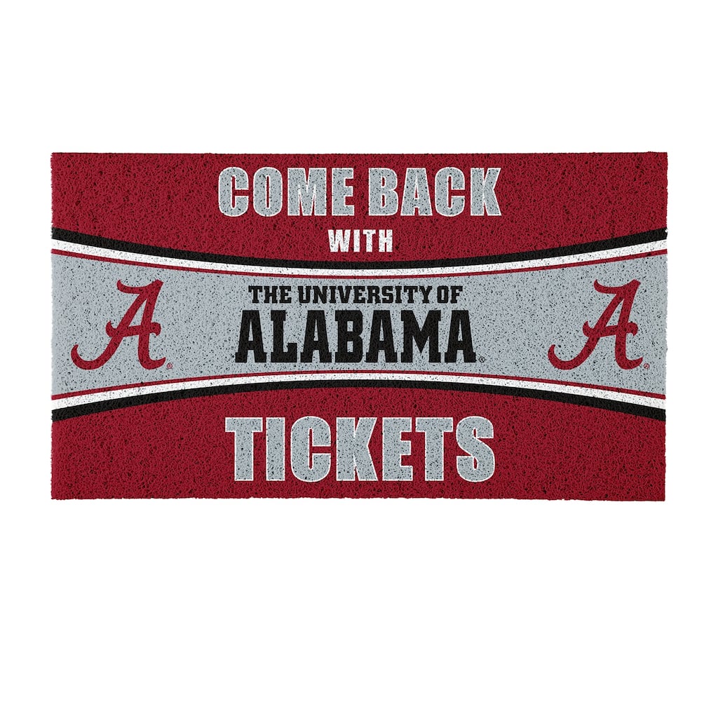 University of Alabama 28 in. x 16 in. PVC "Come Back With Tickets" Trapper Door Mat