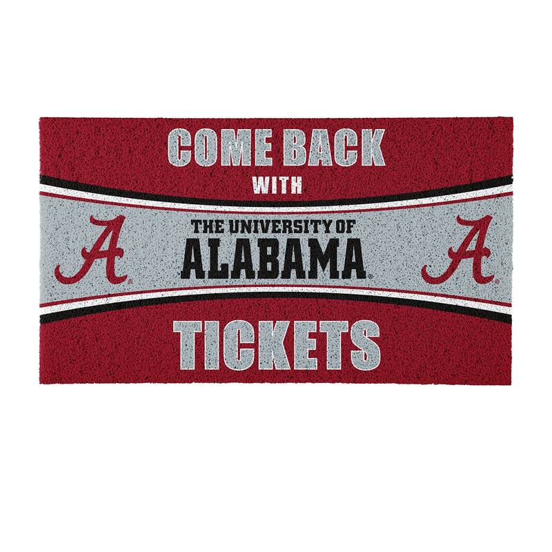 University of Alabama 28 in. x 16 in. PVC "Come Back With Tickets" Trapper Door Mat