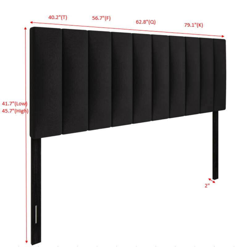 Clayfell Dennis Twin Upholstered Headboard with Vertical Channel Design, Adjustable Height, Gray
