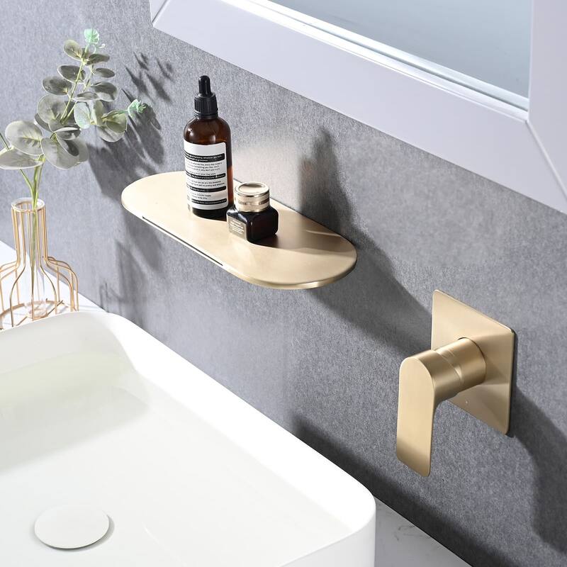 Wall Mounted Bathroom Sink Faucet Waterfall Single Handle Bathroom Faucet 2 Holes Modern Basin Vanity Taps With Valve