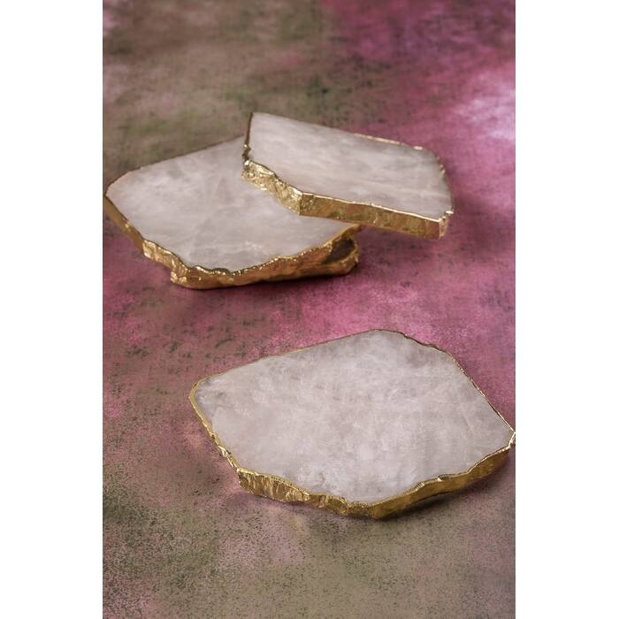 Dazzle Rose Quartz Coasters, Set of 4 - Pink