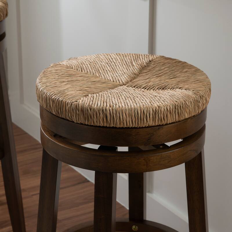 Maya Backless 31-Inch 360-Degree Swivel Bar Stool with Seagrass Seat