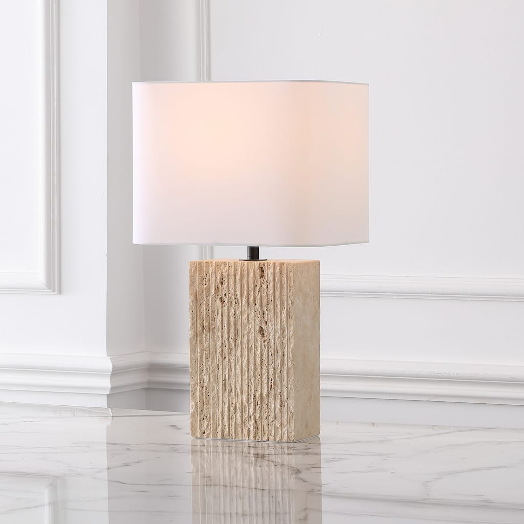 SAFAVIEH Couture Henry Travertine Table Lamp - 12"W x 12"D x 22"H