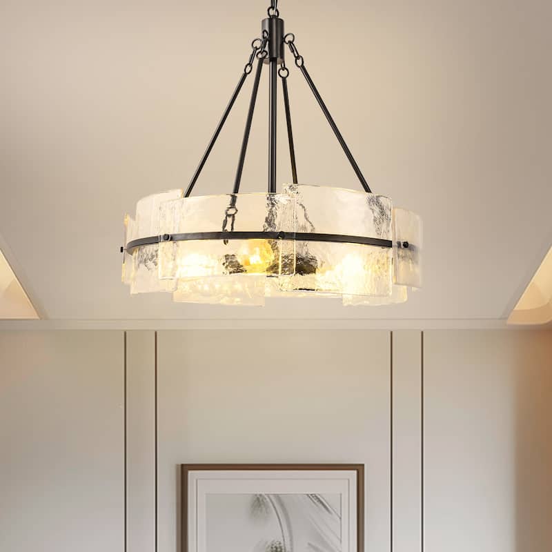 Modern Chandelier for Dining Room 4-Light Farmhouse Chandelier Lighting Adjustable Height for Living Room Foyer Bedroom