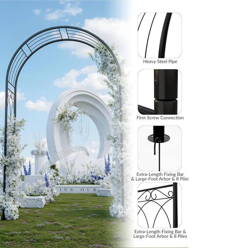 Outdoor 7.8Ft Metal Garden Arch Trellis for Climbing Plants, Parties
