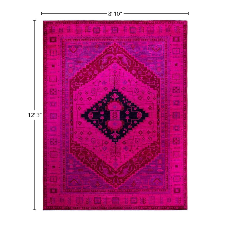 Overdyed, One-of-a-Kind Hand-Knotted Area Rug - Pink - 8' 10" x 12' 3"
