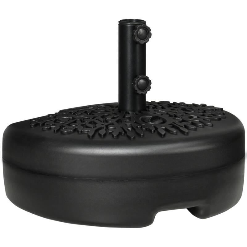 HDPE and Steel Half Umbrella Base Water or Sand Fillable Fits 1.5 and 2 Inch Poles for Balconies and Patios - White