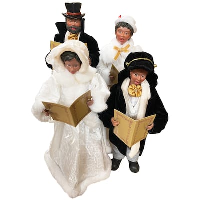 15 To 18 inches Black Christmas Splendor Carolers, Set of 4 - white