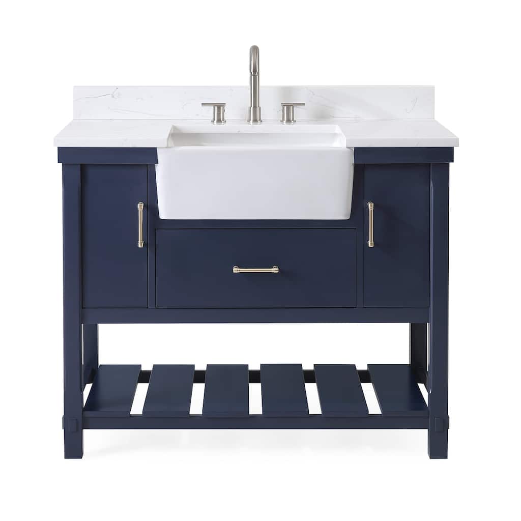 42" Kendia Navy Blue Farmhouse Sink Bathroom Vanity
