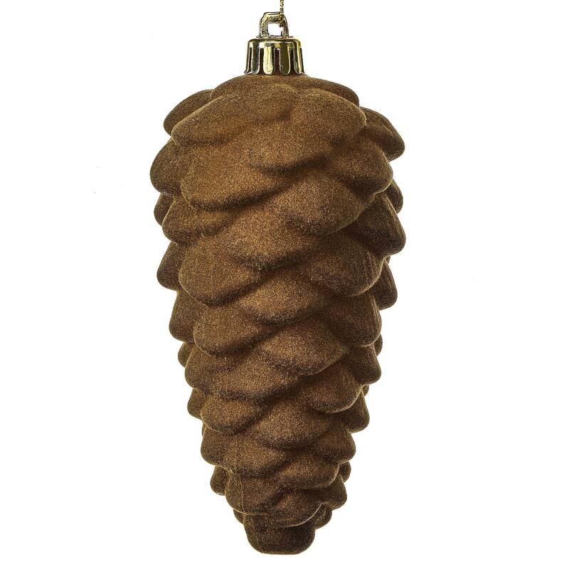 5.5" Shatterproof Plastic Flocked Pinecone Ornament Set of 2
