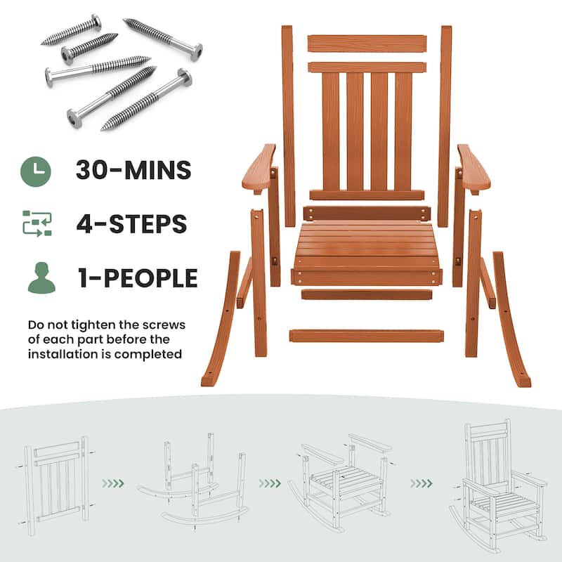 HDPE Outdoor Patio Rocking Plastic Adirondack Chair