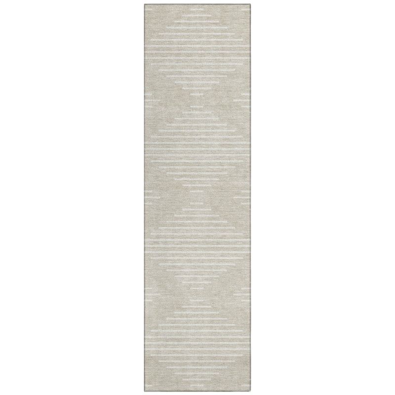 Machine Washable Indoor/ Outdoor Modern Stripe Chantille Rug