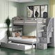 preview thumbnail 2 of 38, Twin over Twin/Full Bunk Bed with Twin Size Trundle, Attached Staircase and 4 Drawers, Maximized storage space