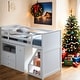 preview thumbnail 1 of 5, Wooden Twin Size Loft Bed with Built-in Desk and Chest White