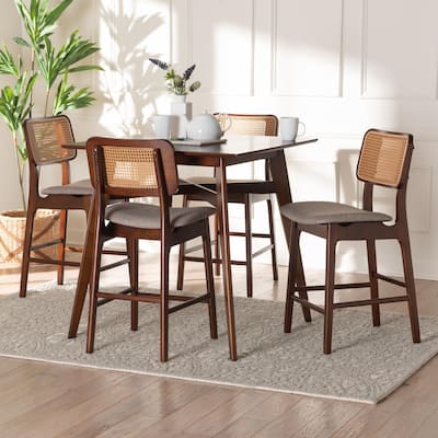 Dannon Mid-Century Modern Fabric and Wood 5-Piece Pub Set